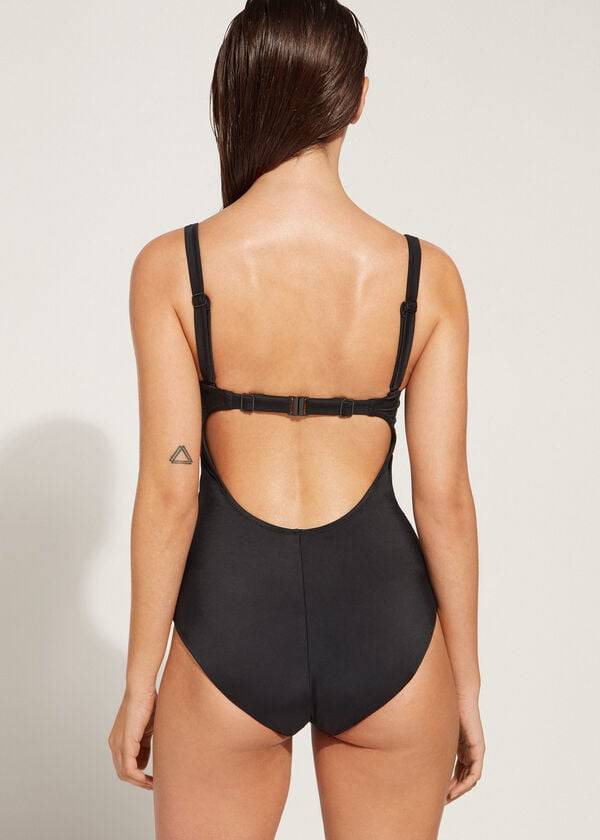 Calzedonia Gewatteerd One-Piece Roma Badpakken Dames Zwart | BE2185RW