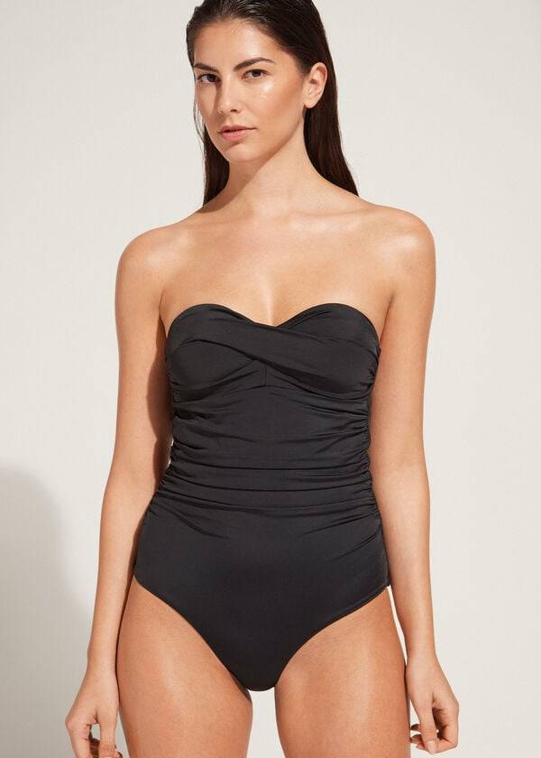 Calzedonia Gewatteerd One-Piece Roma Badpakken Dames Zwart | BE2185RW