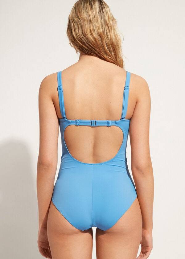 Calzedonia Gewatteerd One-Piece Roma Badpakken Dames Blauw | BE2186TV