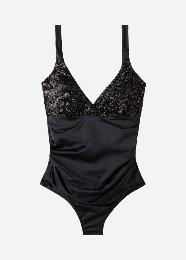 Calzedonia Gewatteerd One-Piece Shaping-Effect Cannes Badpakken Dames Zwart | BE2187YU