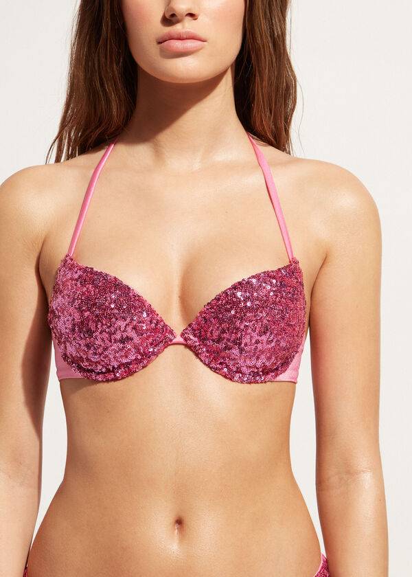 Calzedonia Gewatteerd Push-Up Cannes rosa Bikinitopjes Dames Roze | BE1844QZ