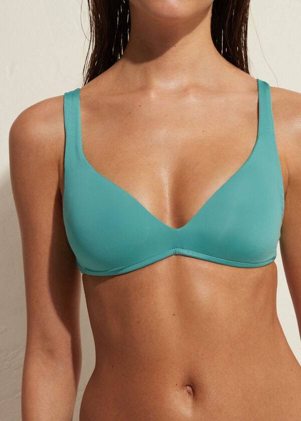 Calzedonia Gewatteerd Triangle Indonesia Eco Bikinitopjes Dames Turquoise | BE1905PQ