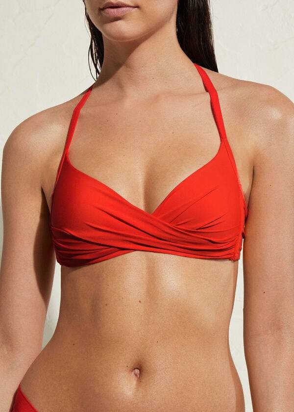 Calzedonia Gewatteerd Triangle Indonesia Eco Bikinitopjes Dames Rood | BE1906AP