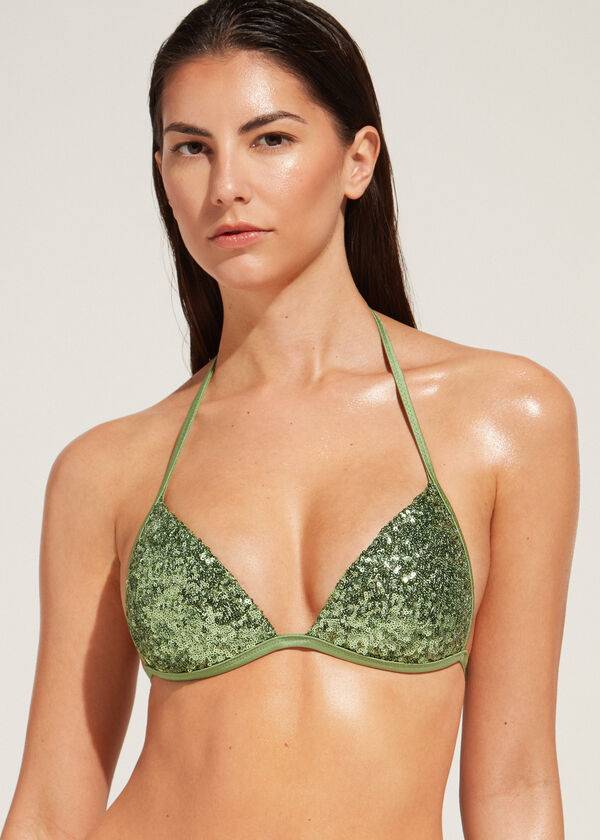 Calzedonia Graduated Gewatteerd Triangle Cannes Bikinitopjes Dames Groen | BE1732LH