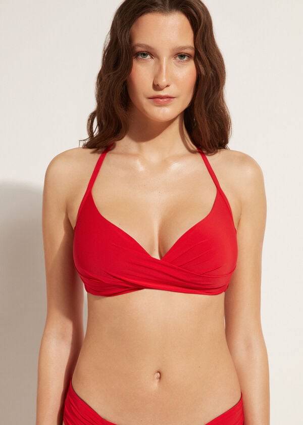 Calzedonia Graduated Soft Crisscross Gewatteerd Triangle Indonesia Bikinitopjes Dames Rood | BE1759ZG