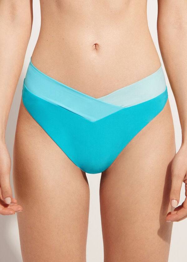 Calzedonia High-Cut Brazilian Azzorre Bikinibroekjes Dames Turquoise Groen | BE1439SO