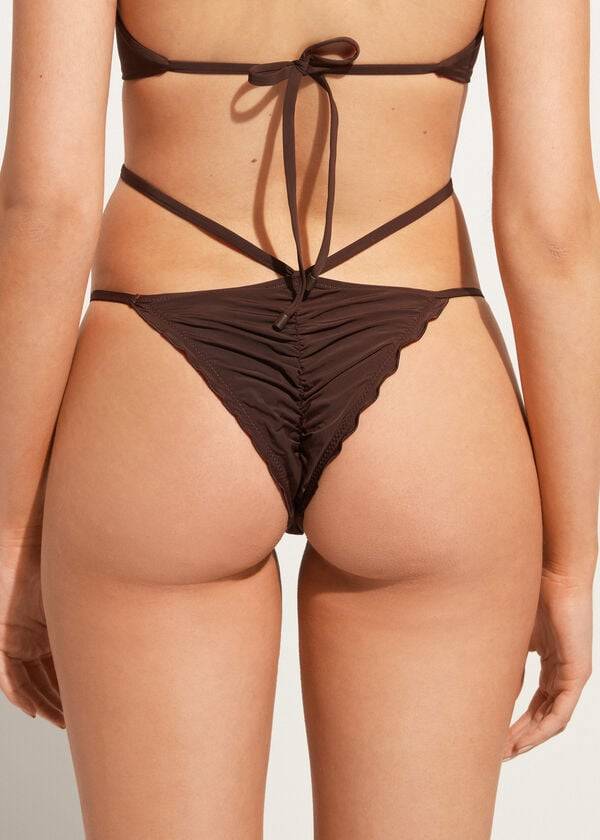 Calzedonia High-Cut Brazilian Islamorada Bikinibroekjes Dames Koffie Bruin | BE1440DN