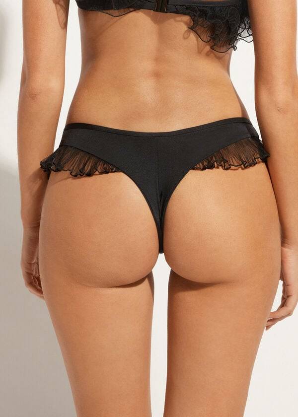 Calzedonia High Cut Brazilian Singapore Bikinibroekjes Dames Zwart | BE1393KI