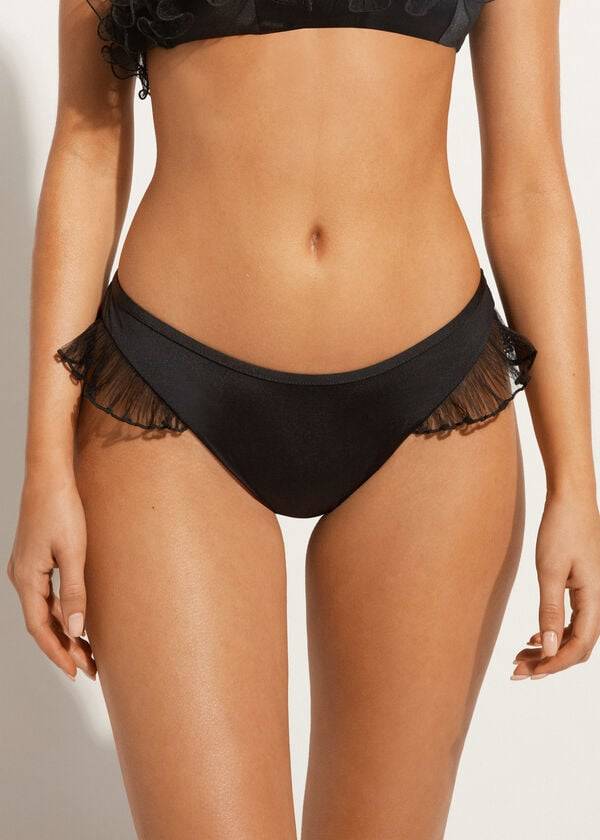 Calzedonia High Cut Brazilian Singapore Bikinibroekjes Dames Zwart | BE1393KI