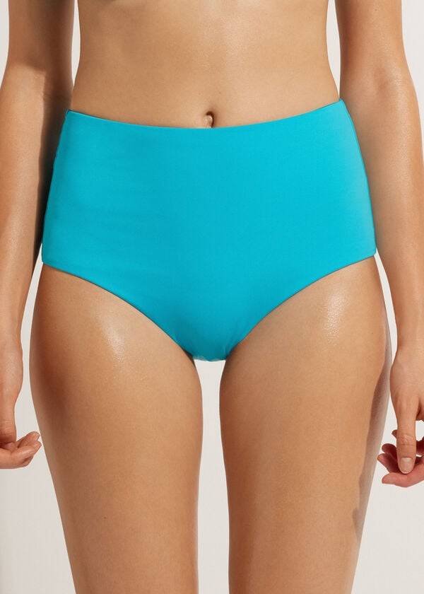 Calzedonia High-Rise Shaping Indonesia Bikinibroekjes Dames Turquoise Groen | BE1452NB