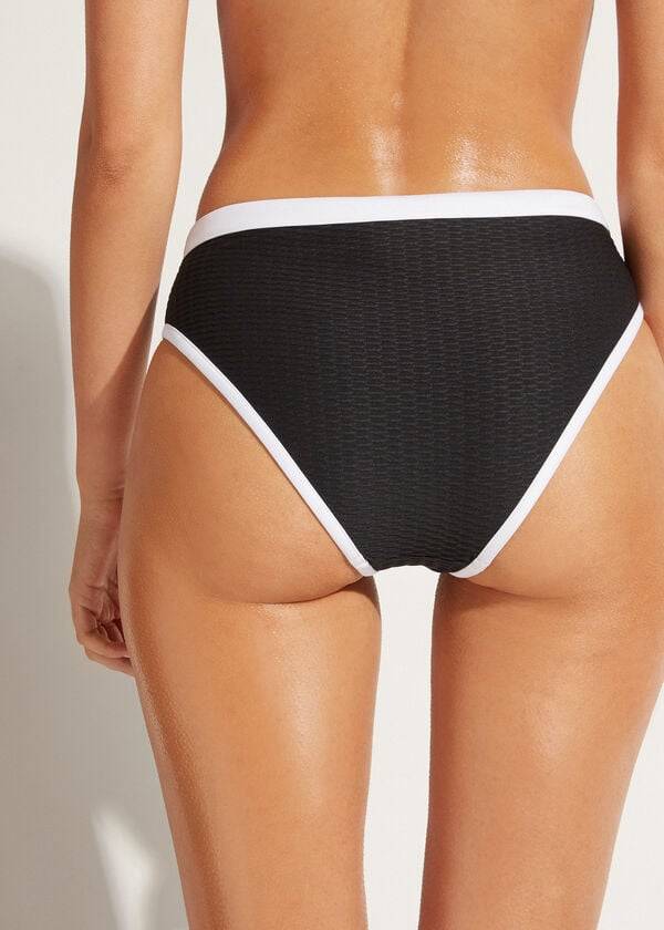 Calzedonia High Taille Coimbra Bikinibroekjes Dames Zwart Wit | BE1422XF