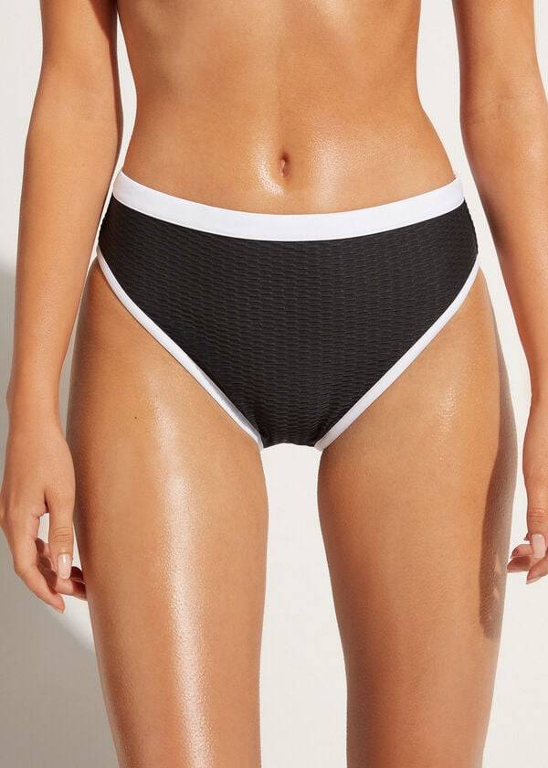 Calzedonia High Taille Coimbra Bikinibroekjes Dames Zwart Wit | BE1422XF