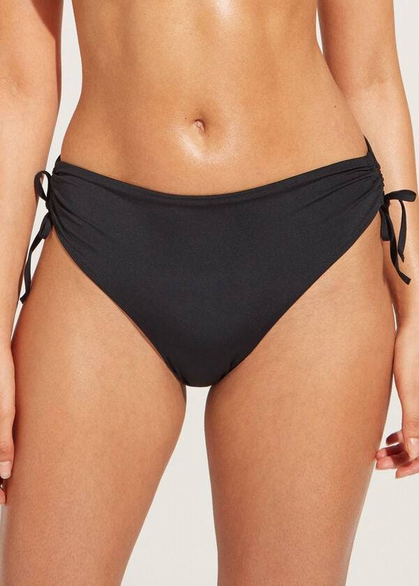 Calzedonia High-Taille Drawstring Indonesia Bikinibroekjes Dames Zwart | BE1455WY