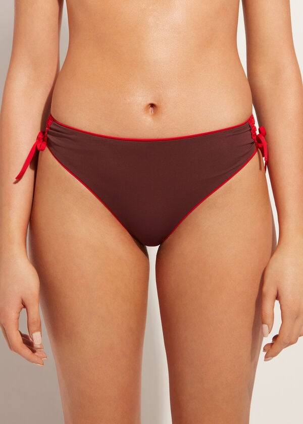 Calzedonia High-Taille Drawstring Indonesia Bikinibroekjes Dames Rood | BE1459YU