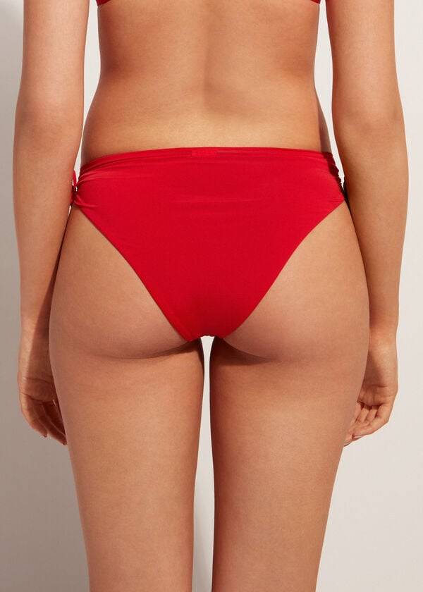 Calzedonia High-Taille Drawstring Indonesia Bikinibroekjes Dames Rood | BE1459YU