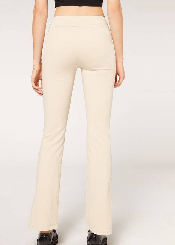 Calzedonia High-Taille Flared in Denim with Slits Leggings Dames Bruin Beige | BE2661CE