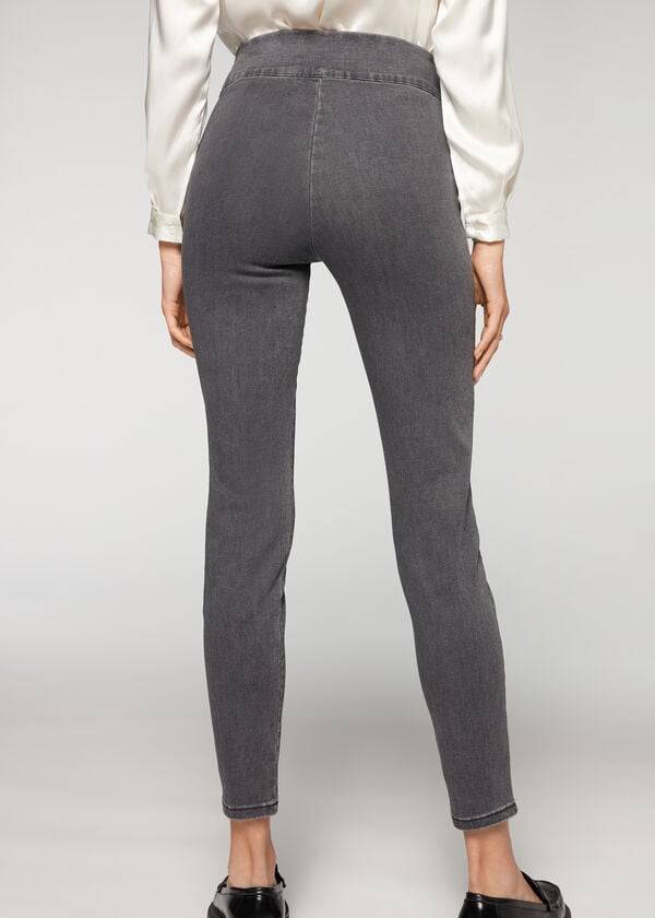 Calzedonia High Taille Mager Denim Leggings Dames Grijs | BE2656QZ