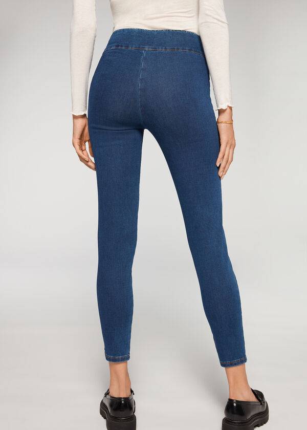 Calzedonia High Taille Mager Denim Leggings Dames Blauw | BE2658NB