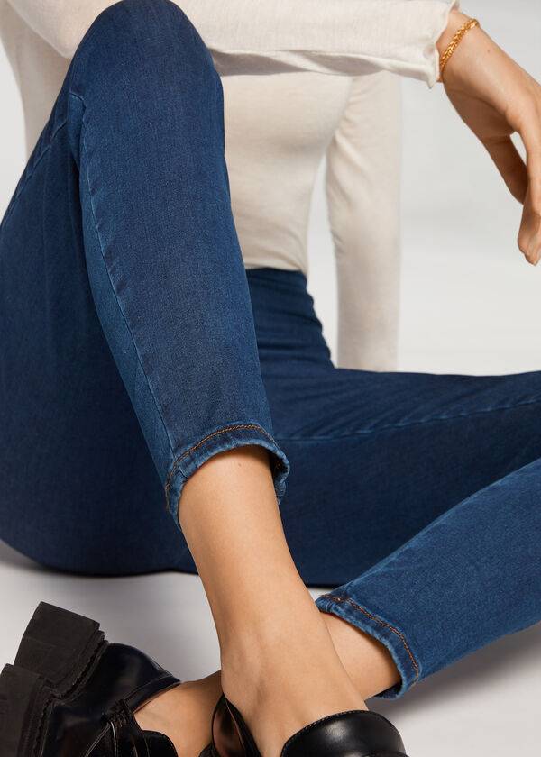 Calzedonia High Taille Mager Denim Leggings Dames Blauw | BE2658NB