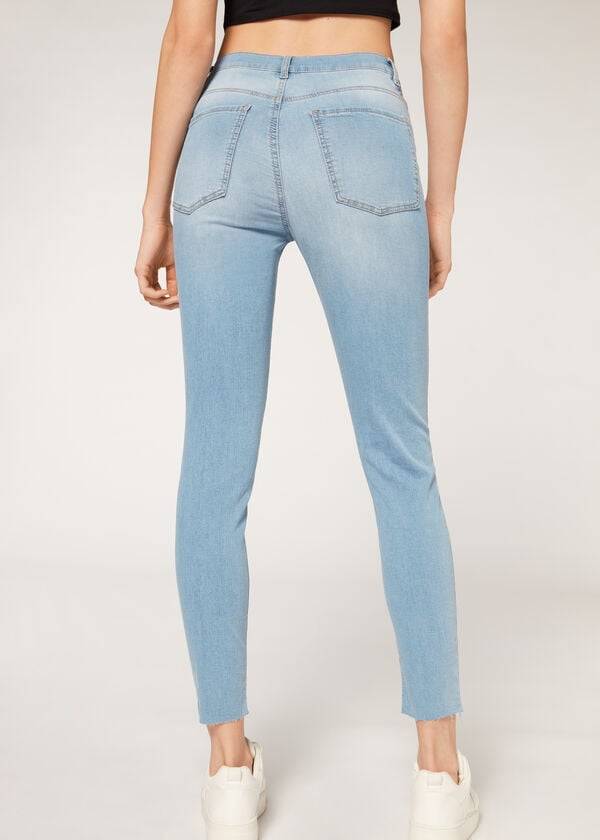 Calzedonia High-Taille Mager Jeans Dames Blauw | BE2603OR