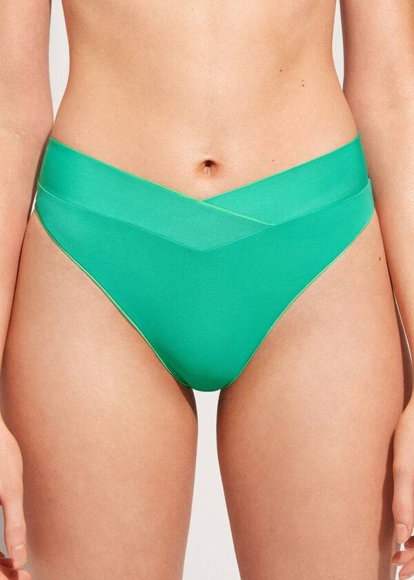 Calzedonia High-Taille V-Cut Brazilian Indonesia Bikinibroekjes Dames Groen | BE1462OR