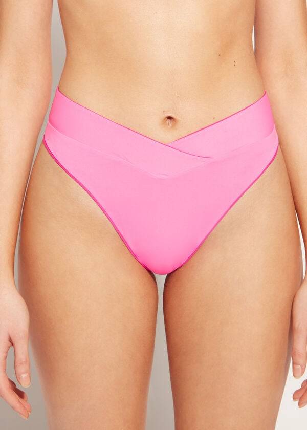 Calzedonia High-Taille V-Cut Brazilian Indonesia Bikinibroekjes Dames Roze | BE1463PQ