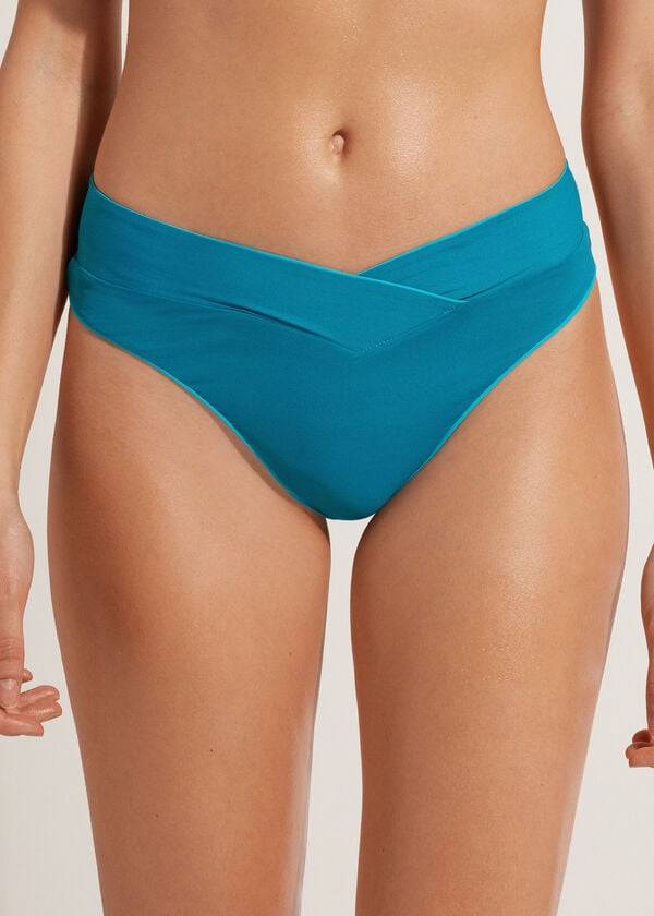 Calzedonia High-Taille V-Cut Brazilian Indonesia Bikinibroekjes Dames Turquoise | BE1464AP