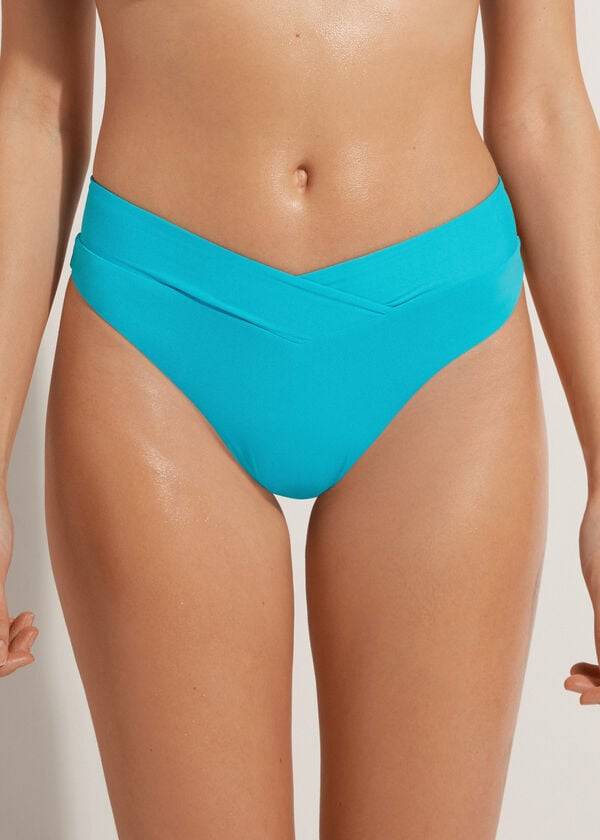 Calzedonia High-Taille V-Cut Brazilian Indonesia Bikinibroekjes Dames Turquoise | BE1464AP