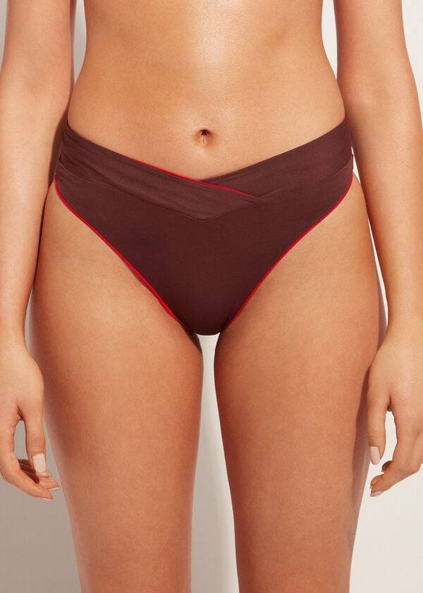 Calzedonia High-Taille V-Cut Brazilian Indonesia Bikinibroekjes Dames Rood | BE1465SO