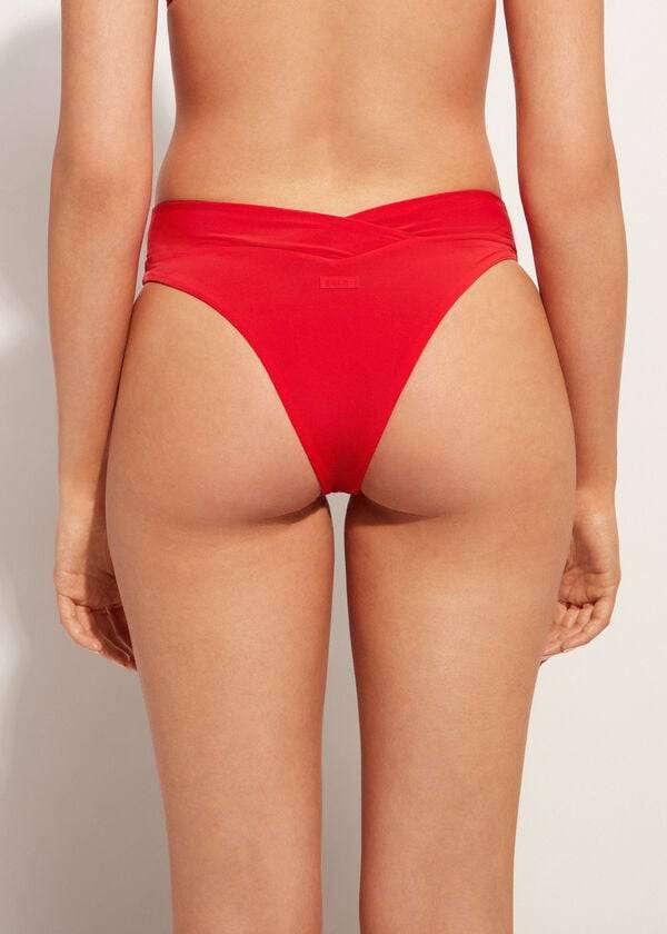 Calzedonia High-Taille V-Cut Brazilian Indonesia Bikinibroekjes Dames Rood | BE1465SO