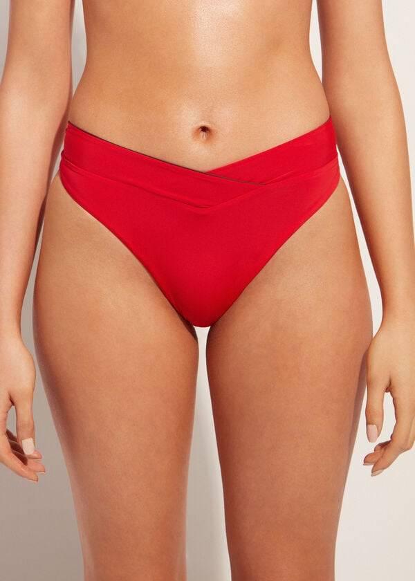 Calzedonia High-Taille V-Cut Brazilian Indonesia Bikinibroekjes Dames Rood | BE1465SO