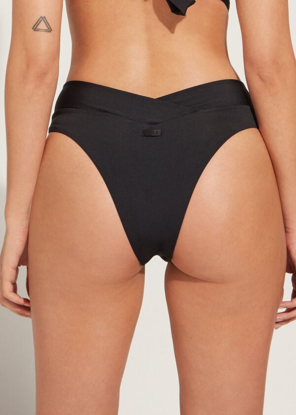 Calzedonia High-Taille V-Cut Brazilian Indonesia Eco Bikinibroekjes Dames Zwart | BE1466DN