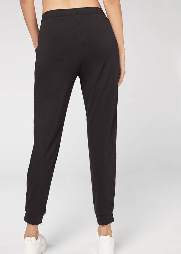 Calzedonia Jogger in Ultra Light Supima Katoenen Leggings Dames Zwart | BE2662XF