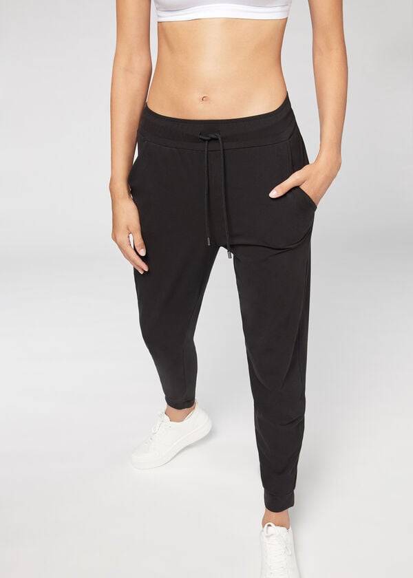 Calzedonia Jogger in Ultra Light Supima Katoenen Leggings Dames Zwart | BE2662XF