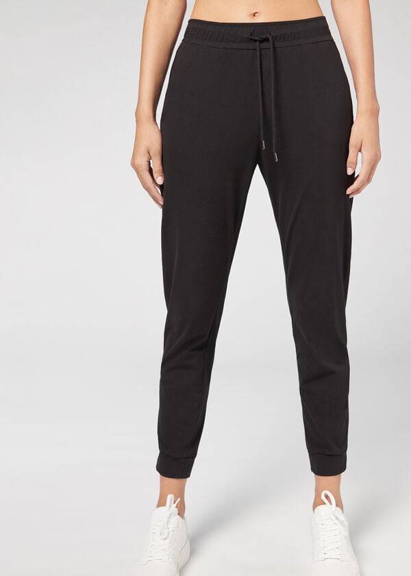 Calzedonia Jogger in Ultra Light Supima Katoenen Leggings Dames Zwart | BE2662XF