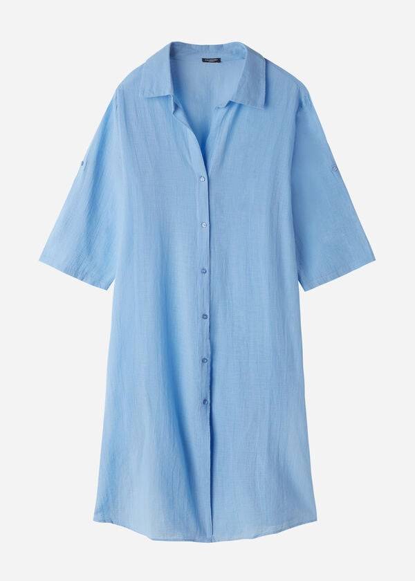 Calzedonia Katoenen Maxi Shirt Cover-ups Dames Blauw | BE2069KI