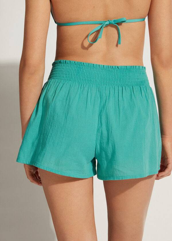 Calzedonia Katoenen Shorts Cover-ups Dames Turquoise | BE2119HK