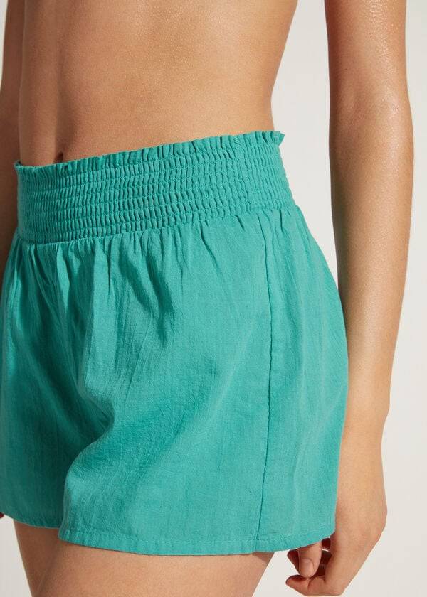 Calzedonia Katoenen Shorts Cover-ups Dames Turquoise | BE2119HK