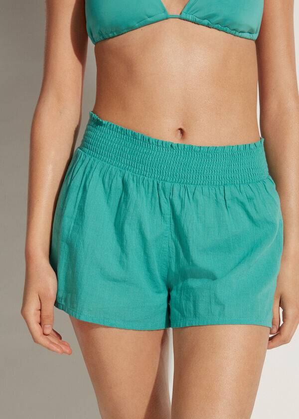 Calzedonia Katoenen Shorts Cover-ups Dames Turquoise | BE2119HK