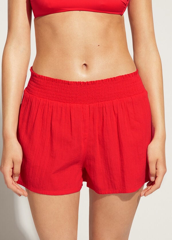 Calzedonia Katoenen Shorts Cover-ups Dames Rood | BE2122LH