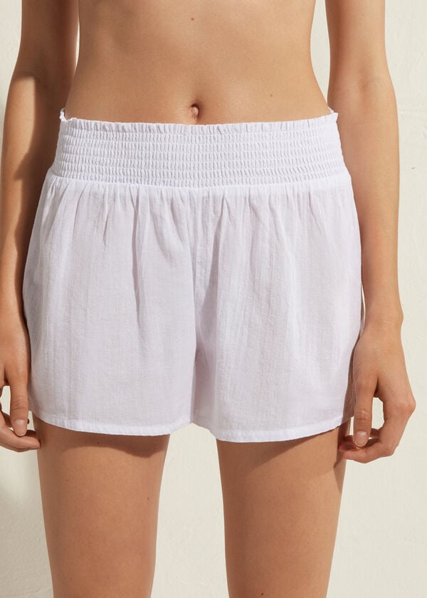 Calzedonia Katoenen Shorts Cover-ups Dames Wit | BE2124XF