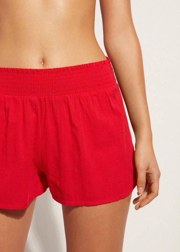 Calzedonia Katoenen Shorts Sexy Cover-ups Dames Rood | BE2128NB