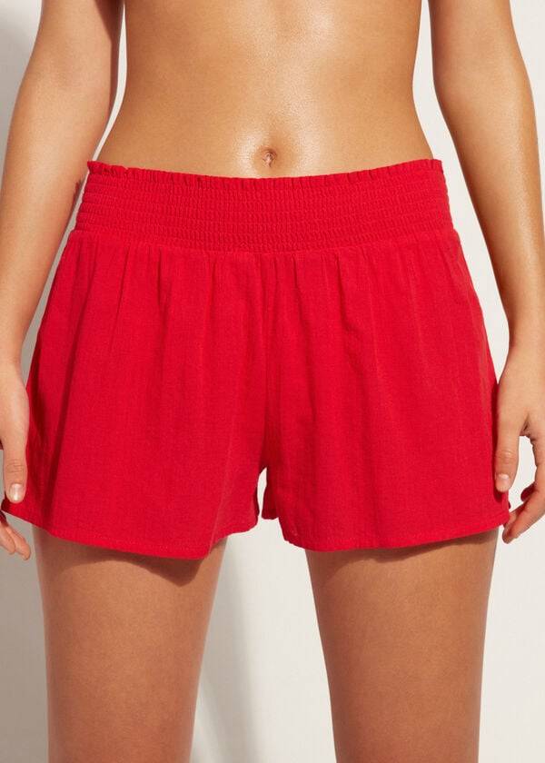 Calzedonia Katoenen Shorts Sexy Cover-ups Dames Rood | BE2128NB