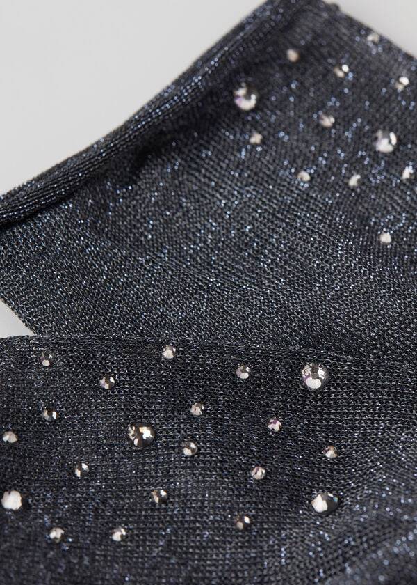 Calzedonia Kort with Glitter and Crystals Sokken Dames Zwart | BE2529TV