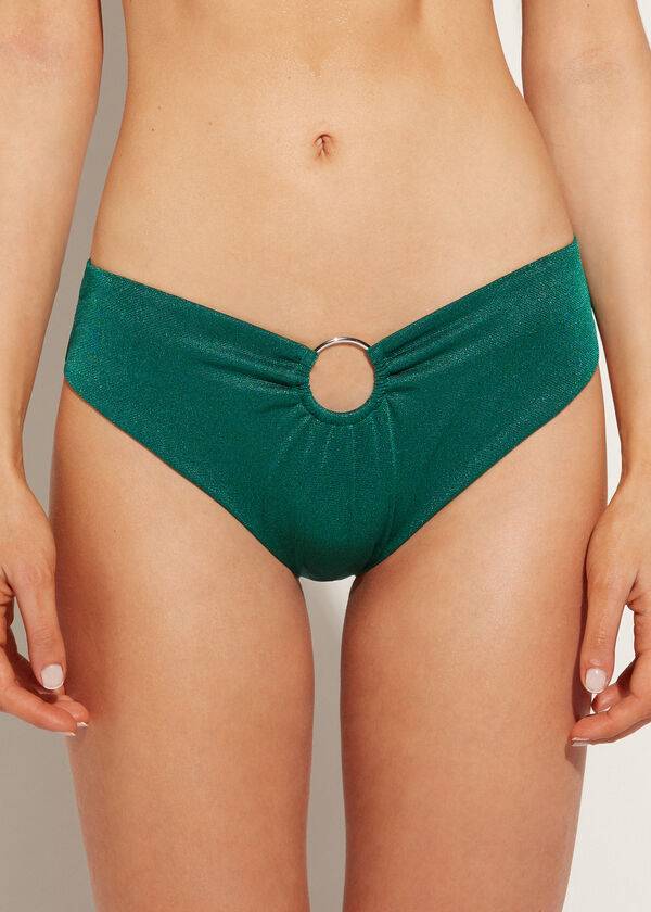 Calzedonia Lamé High Taille Hollywood Bikinibroekjes Dames Groen | BE1488OR