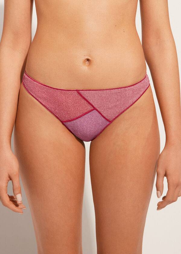 Calzedonia Lamé Lisbona Bikinibroekjes Dames Roze | BE1489PQ