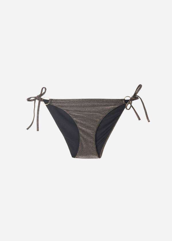 Calzedonia Lamé String Hollywood Bikinibroekjes Dames Zwart | BE1490AP