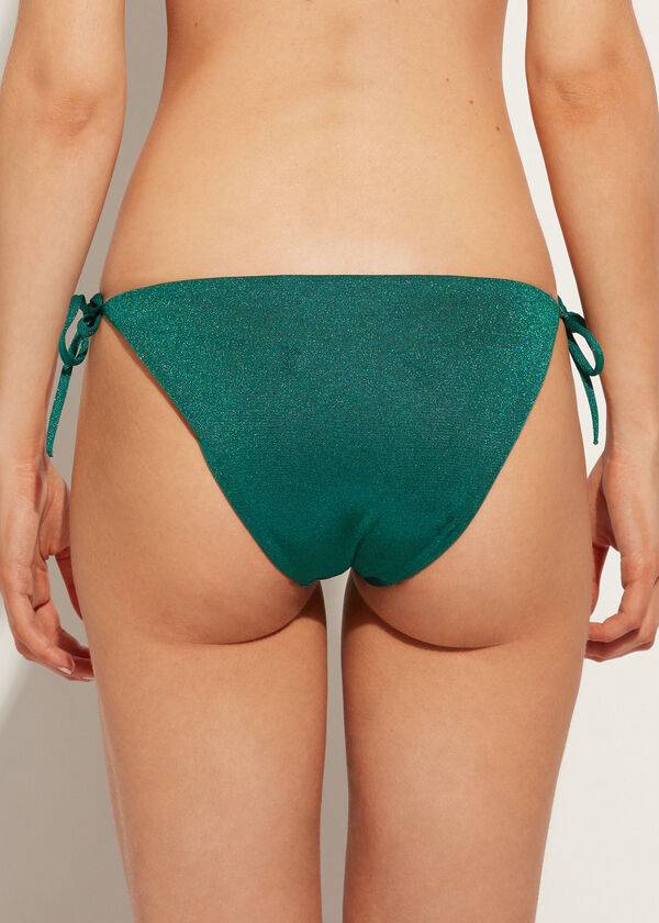 Calzedonia Lamé String Hollywood Bikinibroekjes Dames Groen | BE1491SO