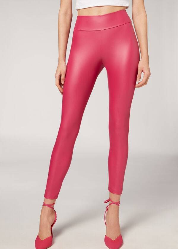 Calzedonia Leren Effect Leggings Dames Roze | BE2664LH