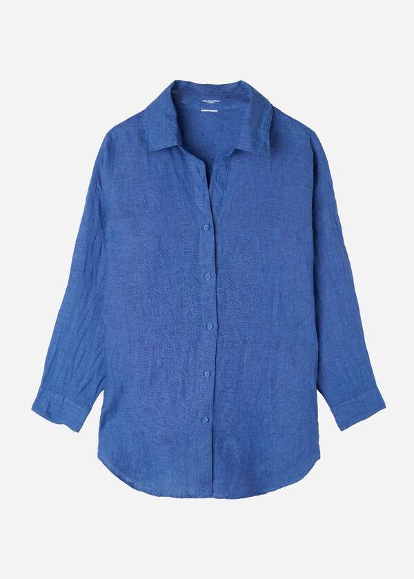 Calzedonia Linen Shirt Cover-ups Dames Blauw | BE2091FM